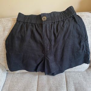 Black linen shorts
